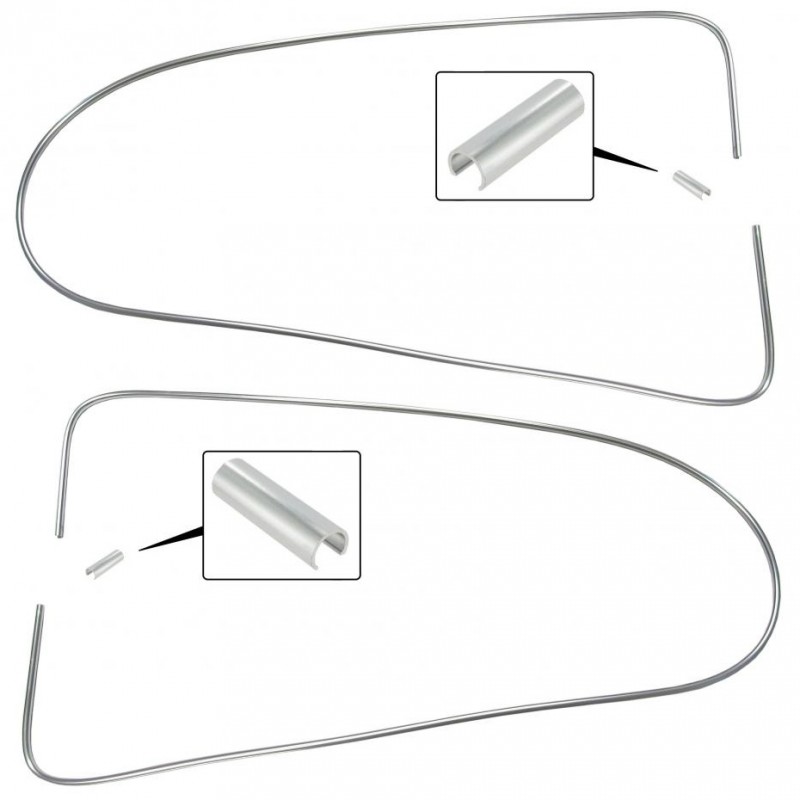Set de 2 joncs chromés métalliques de vitres latérales pour Coccinelle 8/64-7/71