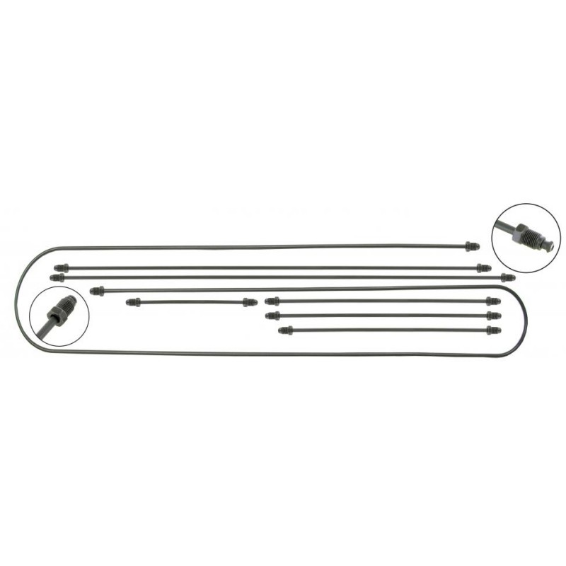 Kit tuyaux rigides de frein Type 3 67-68 double circuit avec trompettes (7 pièces)