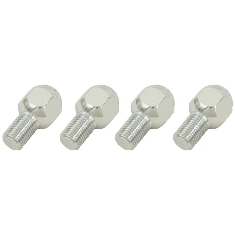 Set de 4 vis de roue chromées à appui bombé (14x1.5) longueur de filetage 19mm tête 22mm