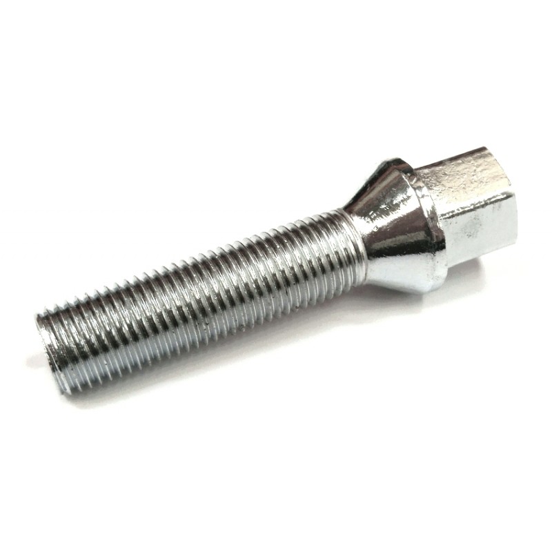 Vis de roue chromé à appui conique (14x1.5) longueur de filetage 50mm tête 17mm