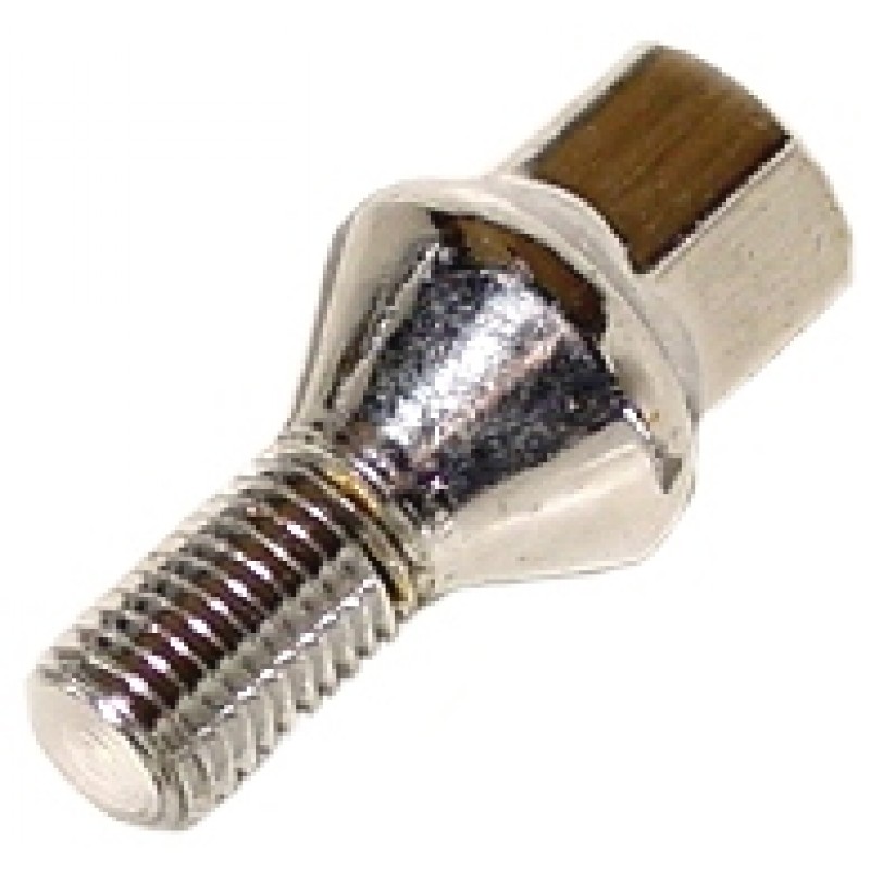 Vis de roue chromée à appui conique (12x1.5) longueur de filetage 22mm tête 17mm