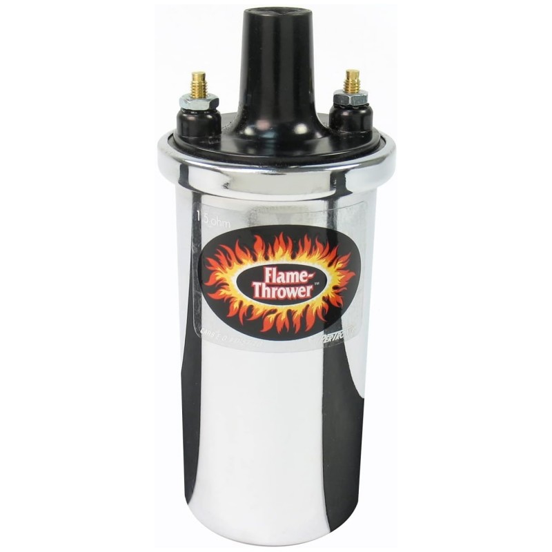 Bobine d'allumage PERTRONIX chromée Flame Thrower 40.000 Volts (1.5 Ohms) pour module d'allumage IGNITOR 1