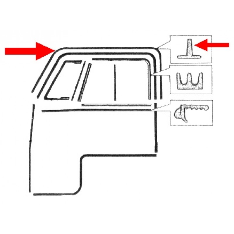 Set de 2 joints de porte supérieur sur caisse 52-67