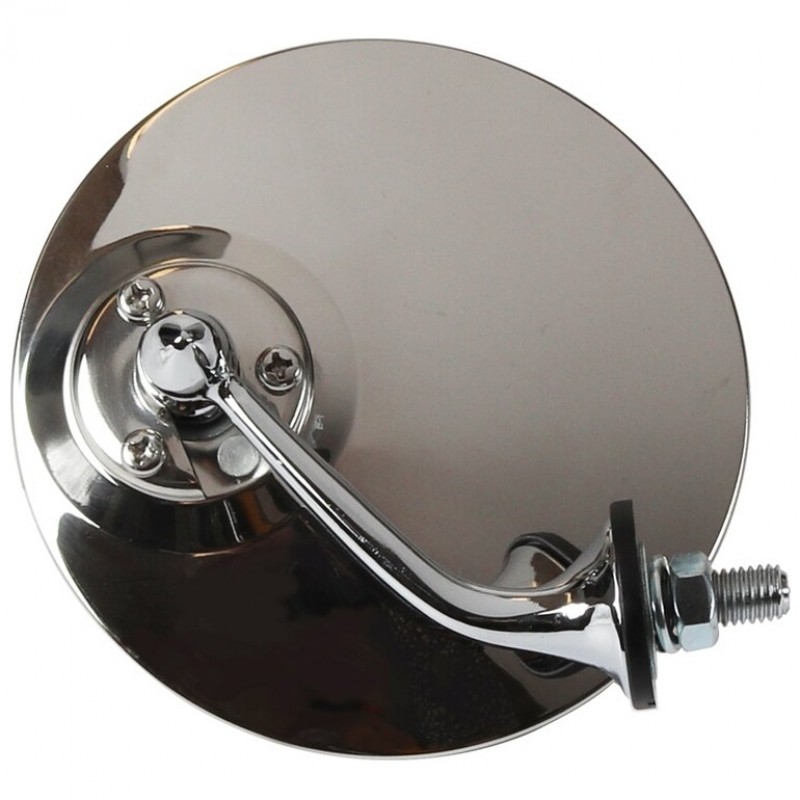 Rétroviseur rond "style Lucas" de diamètre 10cm en inox poli (montage sur aile ou porte) côté droit