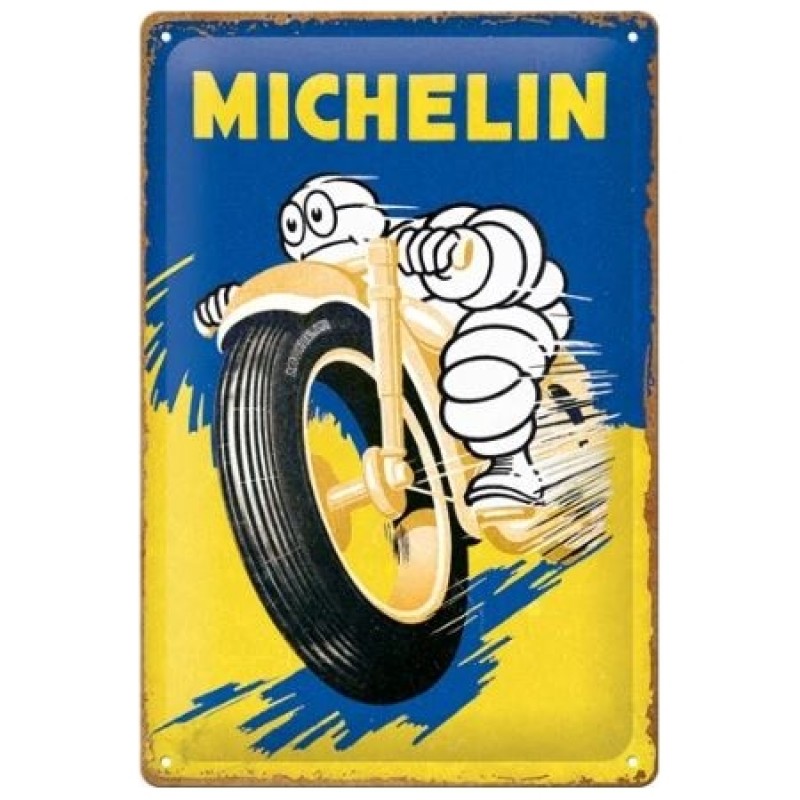 Tôle peinte emboutie 20x30cm Michelin - Motorcycle Bibendum