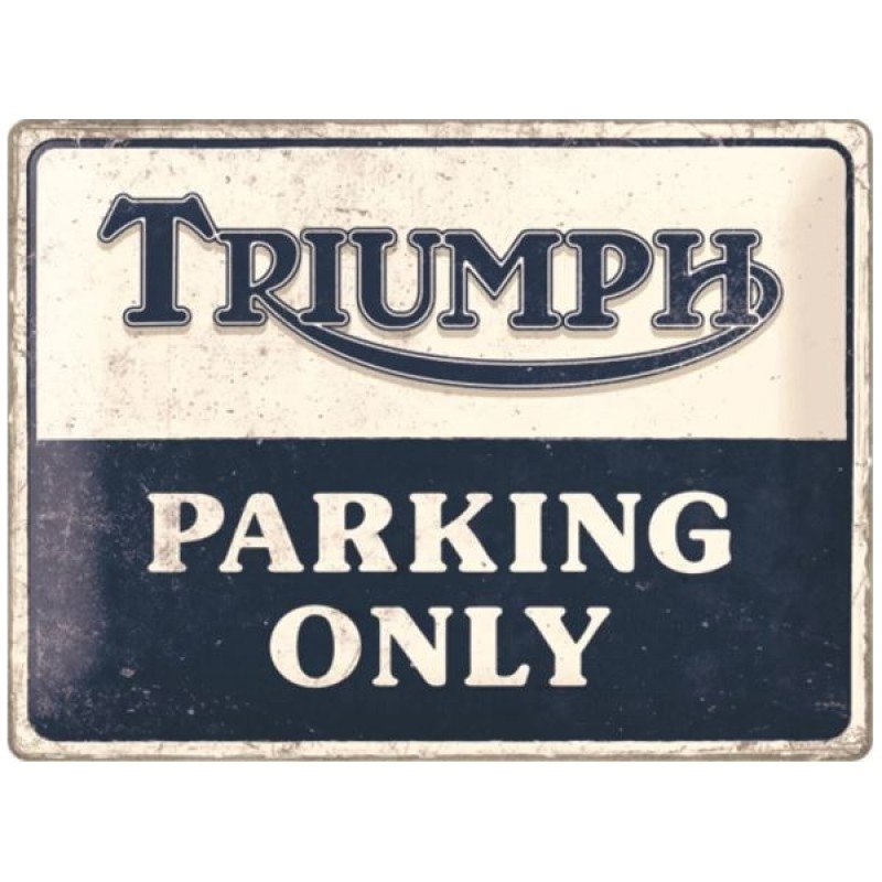 Tôle peinte emboutie 30x40cm Triumph - Parking Only