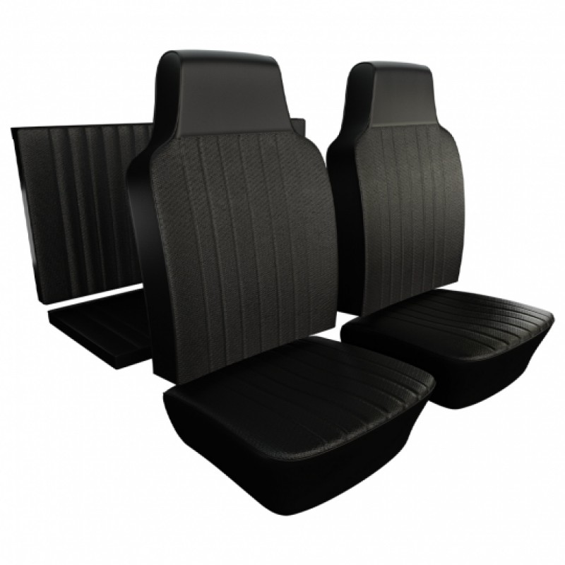 Kit housses de sièges noirs (#01 basketweave) pour Karmann Ghia cabriolet 1968