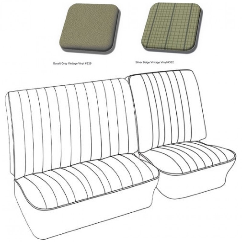 Housses de siège et banquette avant 1/3-2/3 TMI Combi Split 63-67 (#326 basalt grey/#332 silver beige)