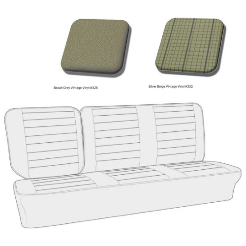 Housses de banquette centrale 3 places TMI Combi Bay Window 74-79 (#326 basalt grey/#332 silver beige)