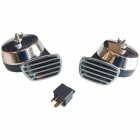 Set de 2 klaxons 6 Volts chromés/noirs "STYLE MIXO" (ton grave et aigu)