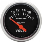 Voltmètre «SPORT COMP» diamètre 52mm  8-18 volts