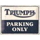 Tôle peinte emboutie 30x40cm Triumph - Parking Only