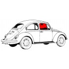 Door window, E-marked, green, Beetle 8/64-