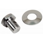 Chrome crank shaft pulley bolt with washer, long