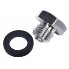 Oil drain plug, magnetic. Pick up metal particles from the oil