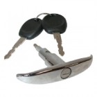 T-handle for rear cargo door, with keys, chrome, 7/63 Bus