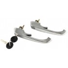 Door handle kit, with same keys for both doors, chrome, left/right, 68-79 Bus