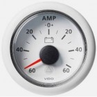 Ampèremètre -60/+60 amp fond blanc et cerclage arrondi blanc diam. 52mm